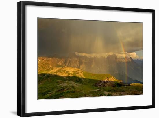 Italy, Region Trentino South Tirol, the Dolomites, Thunderstorm and Rainbow About the Rose Garden M-Bernd Rommelt-Framed Photographic Print