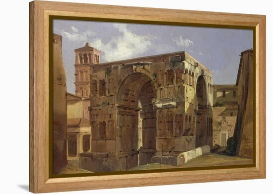 Italy, Rome, Arch of Janus at Foot of Via Velabro-Ippolito Caffi-Framed Premier Image Canvas