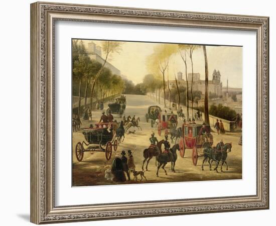 Italy, Rome, Carriage Rides in Pincio Gardens, Unknown Artist, Painting-null-Framed Giclee Print