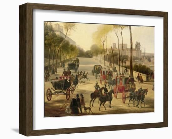 Italy, Rome, Carriage Rides in Pincio Gardens, Unknown Artist, Painting-null-Framed Giclee Print
