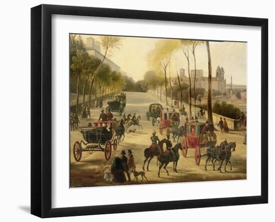 Italy, Rome, Carriage Rides in Pincio Gardens, Unknown Artist, Painting-null-Framed Giclee Print