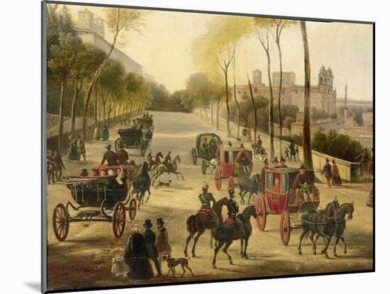 Italy, Rome, Carriage Rides in Pincio Gardens, Unknown Artist, Painting-null-Mounted Giclee Print