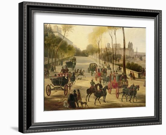 Italy, Rome, Carriage Rides in Pincio Gardens, Unknown Artist, Painting-null-Framed Giclee Print