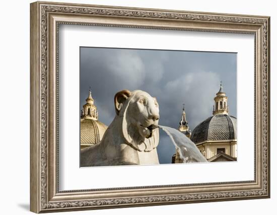 Italy, Rome. Piazza del Popolo, Fontana dei Leoni (Fountain of Lions), by Giuseppe Valadier (1828).-Alison Jones-Framed Photographic Print