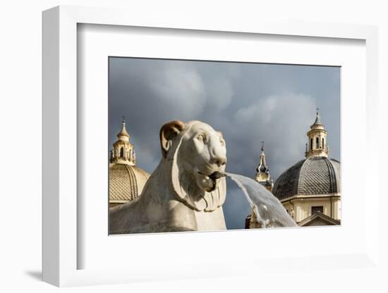 Italy, Rome. Piazza del Popolo, Fontana dei Leoni (Fountain of Lions), by Giuseppe Valadier (1828).-Alison Jones-Framed Photographic Print