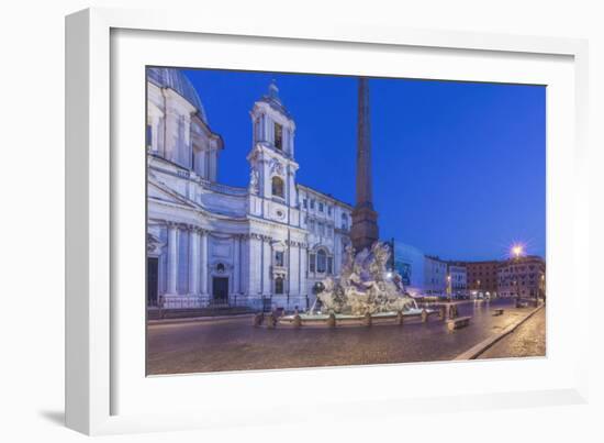 Italy, Rome, Piazza Navona and Sant'Agnese in Agone Church at Dawn-Rob Tilley-Framed Photographic Print