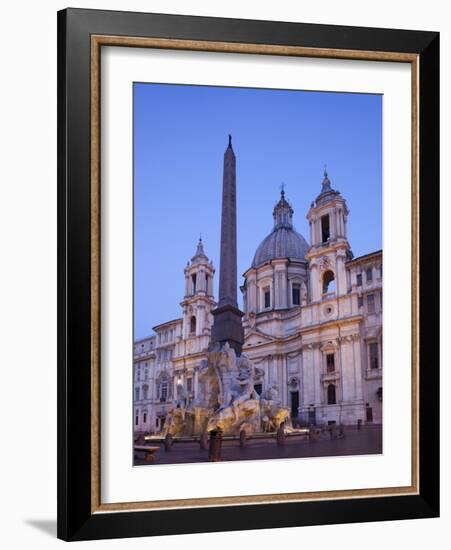 Italy, Rome, Piazza Navona, Fountain of the Four Rivers and Sant' Agnese in Agone Church-Steve Vidler-Framed Photographic Print