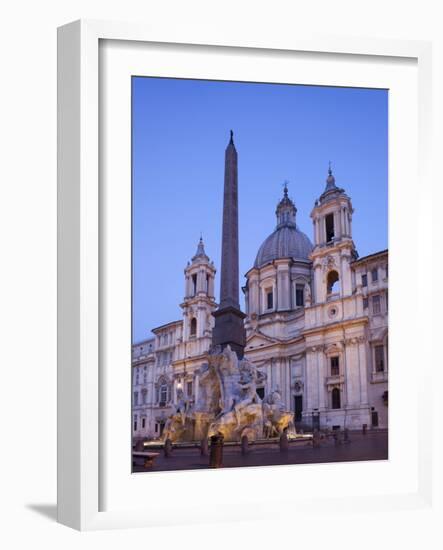 Italy, Rome, Piazza Navona, Fountain of the Four Rivers and Sant' Agnese in Agone Church-Steve Vidler-Framed Photographic Print