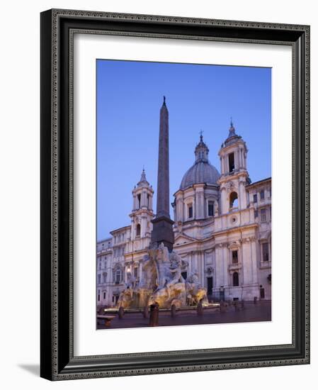 Italy, Rome, Piazza Navona, Fountain of the Four Rivers and Sant' Agnese in Agone Church-Steve Vidler-Framed Photographic Print