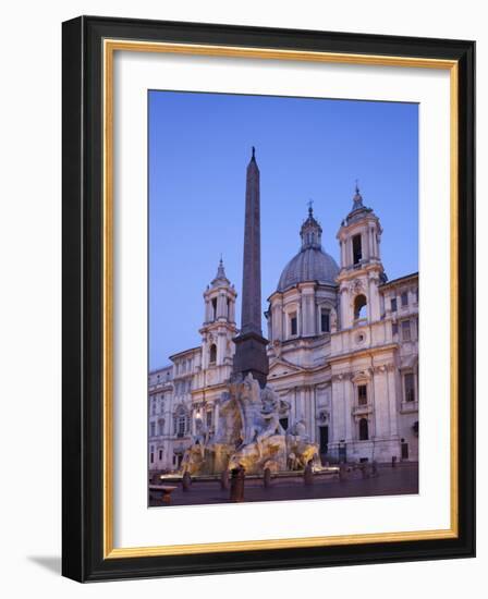 Italy, Rome, Piazza Navona, Fountain of the Four Rivers and Sant' Agnese in Agone Church-Steve Vidler-Framed Photographic Print