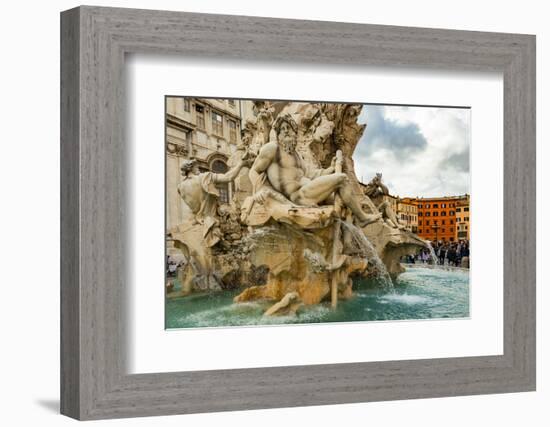 Italy, Rome. Piazza Navona, Fountain of the Four Rivers-Alison Jones-Framed Photographic Print