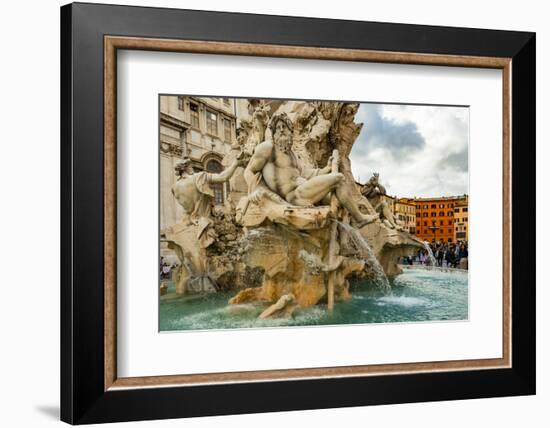 Italy, Rome. Piazza Navona, Fountain of the Four Rivers-Alison Jones-Framed Photographic Print