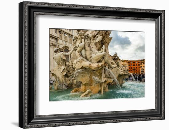 Italy, Rome. Piazza Navona, Fountain of the Four Rivers-Alison Jones-Framed Photographic Print