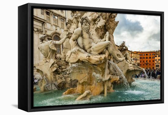 Italy, Rome. Piazza Navona, Fountain of the Four Rivers-Alison Jones-Framed Premier Image Canvas
