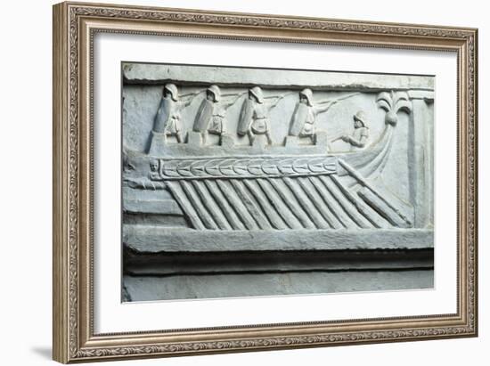 Italy, Rome, Roman Warship, Cast from the Original Work Situated in the Jordans' Cemetery in Rome-null-Framed Giclee Print