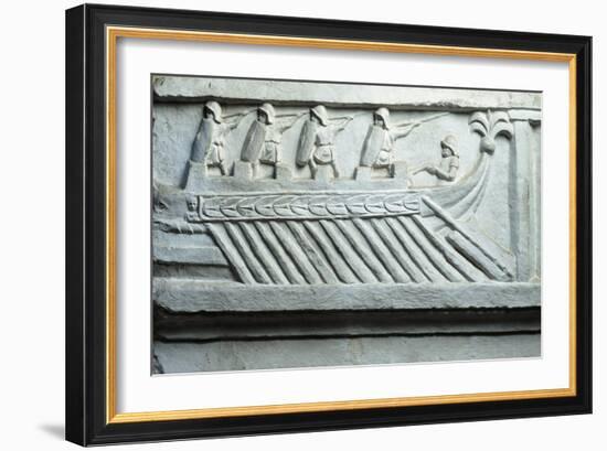 Italy, Rome, Roman Warship, Cast from the Original Work Situated in the Jordans' Cemetery in Rome-null-Framed Giclee Print