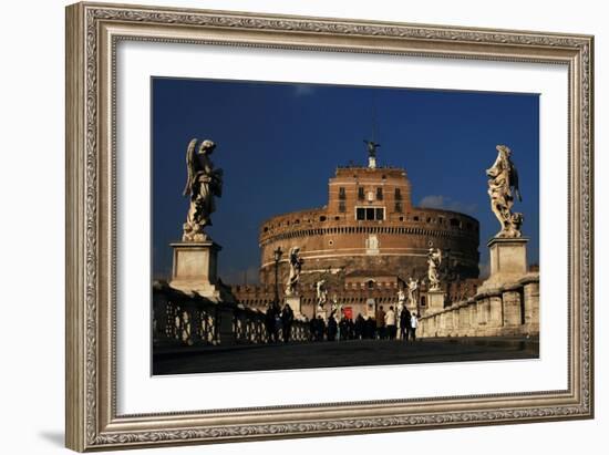 Italy. Rome. Saint Angelo Bridge and Hadrian's Mausoleum-null-Framed Giclee Print