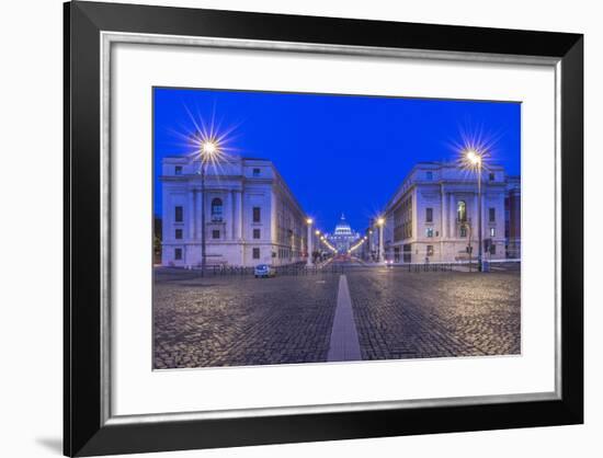 Italy, Rome, Via Della Conciliazione and St. Peter's Basilica at Dawn-Rob Tilley-Framed Photographic Print