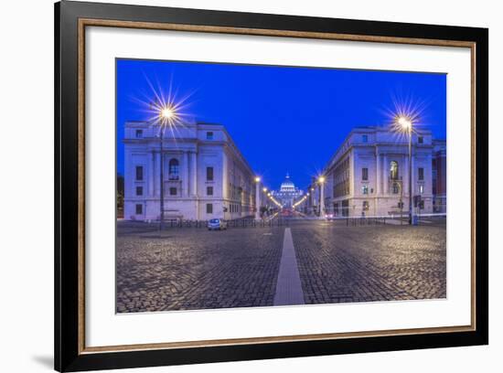 Italy, Rome, Via Della Conciliazione and St. Peter's Basilica at Dawn-Rob Tilley-Framed Photographic Print