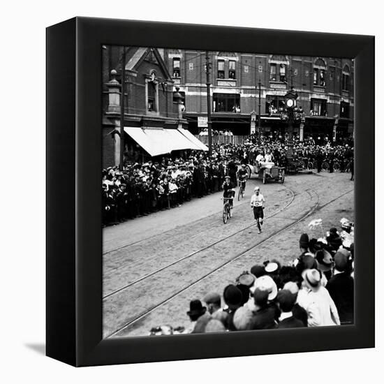 Italy's Dorando Pietri in Action During the Marathon Race at the 1908 Olympic Games-null-Framed Premier Image Canvas