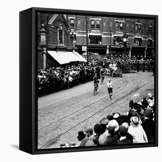 Italy's Dorando Pietri in Action During the Marathon Race at the 1908 Olympic Games-null-Framed Premier Image Canvas