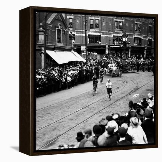 Italy's Dorando Pietri in Action During the Marathon Race at the 1908 Olympic Games-null-Framed Premier Image Canvas