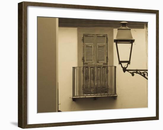 Italy, Sardinia, Western Sardinia, Bosa, Shutters and Balcony-Walter Bibikow-Framed Photographic Print