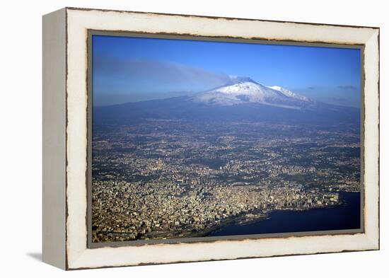 Italy, Sicily, Aerial View of Mount Etna. City of Catania in the Foreground-Michele Molinari-Framed Premier Image Canvas