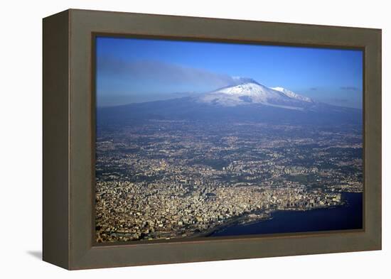 Italy, Sicily, Aerial View of Mount Etna. City of Catania in the Foreground-Michele Molinari-Framed Premier Image Canvas