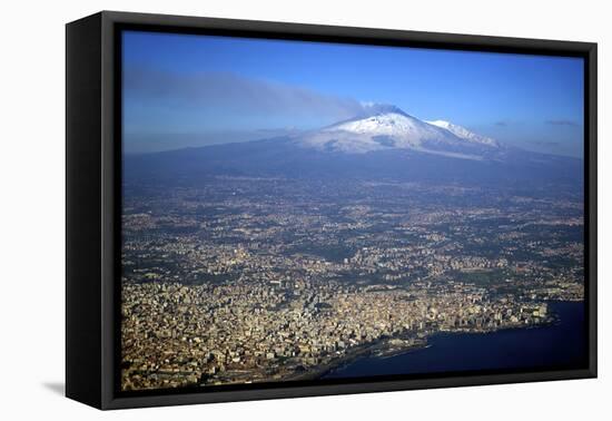 Italy, Sicily, Aerial View of Mount Etna. City of Catania in the Foreground-Michele Molinari-Framed Premier Image Canvas