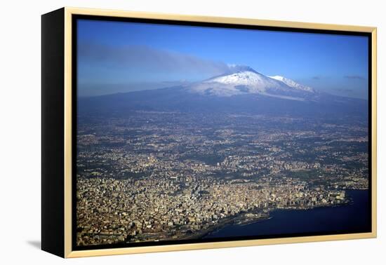 Italy, Sicily, Aerial View of Mount Etna. City of Catania in the Foreground-Michele Molinari-Framed Premier Image Canvas