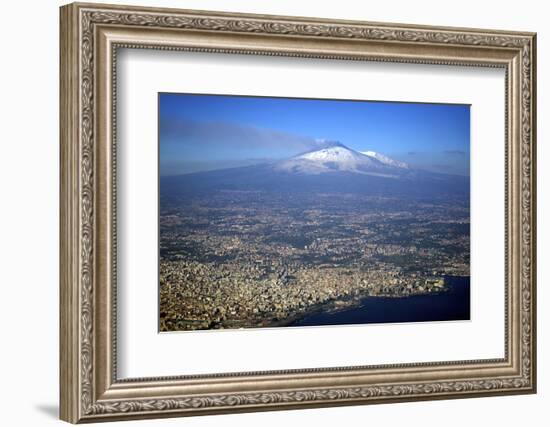 Italy, Sicily, Aerial View of Mount Etna. City of Catania in the Foreground-Michele Molinari-Framed Photographic Print