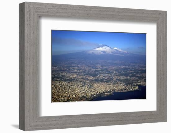 Italy, Sicily, Aerial View of Mount Etna. City of Catania in the Foreground-Michele Molinari-Framed Photographic Print