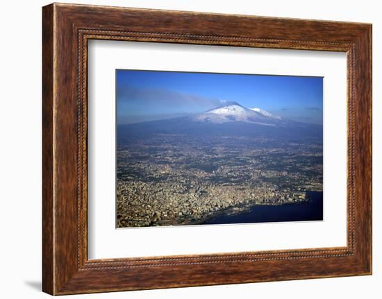 Italy, Sicily, Aerial View of Mount Etna. City of Catania in the Foreground-Michele Molinari-Framed Photographic Print