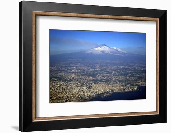 Italy, Sicily, Aerial View of Mount Etna. City of Catania in the Foreground-Michele Molinari-Framed Photographic Print