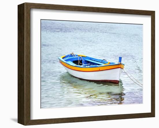 Italy, Sicily, Mondello. Wooden fishing boats in harbor-Terry Eggers-Framed Photographic Print