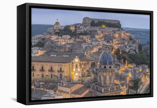 Italy, Sicily, Ragusa, Looking down on Ragusa Ibla at Dusk-Rob Tilley-Framed Premier Image Canvas