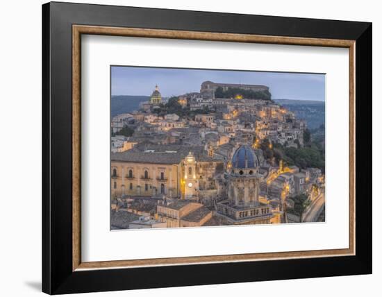 Italy, Sicily, Ragusa, Looking down on Ragusa Ibla at Dusk-Rob Tilley-Framed Photographic Print