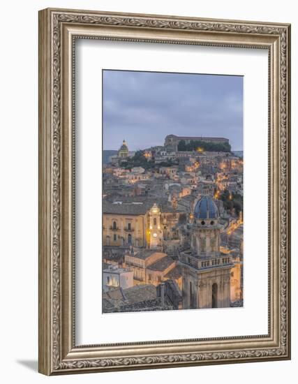 Italy, Sicily, Ragusa, Looking down on Ragusa Ibla at Dusk-Rob Tilley-Framed Photographic Print