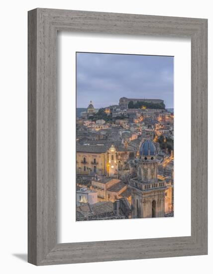 Italy, Sicily, Ragusa, Looking down on Ragusa Ibla at Dusk-Rob Tilley-Framed Photographic Print