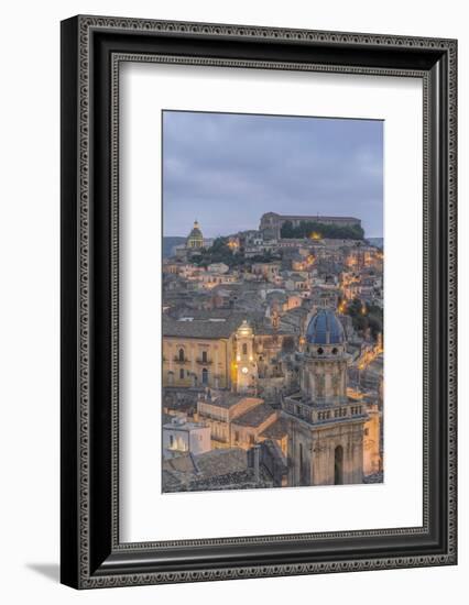 Italy, Sicily, Ragusa, Looking down on Ragusa Ibla at Dusk-Rob Tilley-Framed Photographic Print