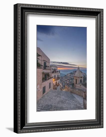 Italy, Sicily, Ragusa, Looking down on Ragusa Ibla at sunrise-Rob Tilley-Framed Photographic Print