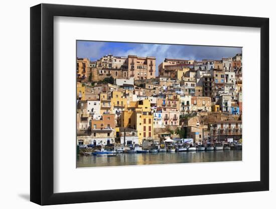 Italy, Sicily, Sciacca. the Port with the Houses in the Historic Centre.-Ken Scicluna-Framed Photographic Print