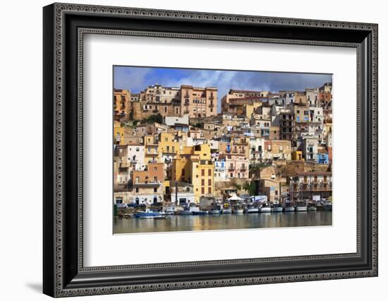 Italy, Sicily, Sciacca. the Port with the Houses in the Historic Centre.-Ken Scicluna-Framed Photographic Print