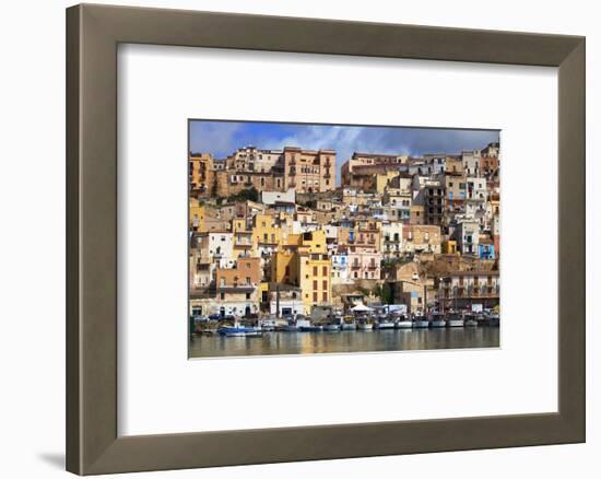 Italy, Sicily, Sciacca. the Port with the Houses in the Historic Centre.-Ken Scicluna-Framed Photographic Print