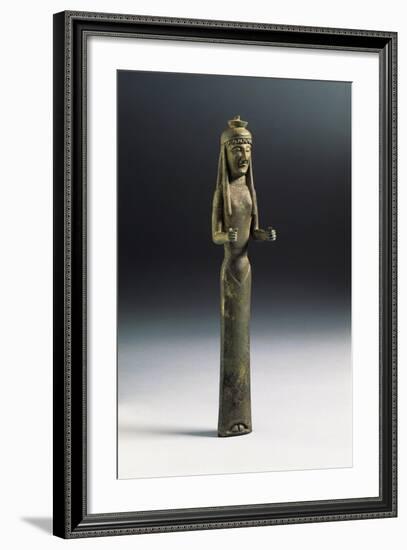 Italy, Siena Province, Gaiole in Chianti, Brolio, Bronze Statue Depicting Figure Making Offering-null-Framed Giclee Print