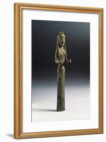 Italy, Siena Province, Gaiole in Chianti, Brolio, Bronze Statue Depicting Figure Making Offering-null-Framed Giclee Print