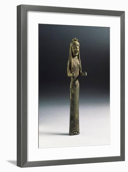 Italy, Siena Province, Gaiole in Chianti, Brolio, Bronze Statue Depicting Figure Making Offering-null-Framed Giclee Print