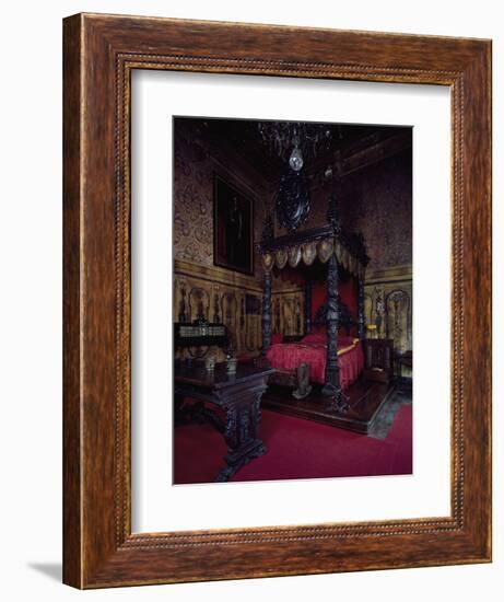 Italy, Somma Lombardo, Castello Visconti Di San Vito, Red Room with Royal Lombard Beds-null-Framed Giclee Print
