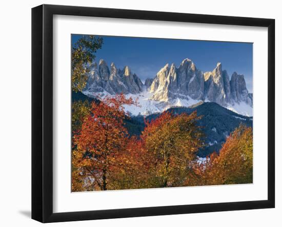 Italy, South Tirol, Villnš§tal, the Dolomites, Geislerspitzen, Trees, Autumn-Thonig-Framed Photographic Print